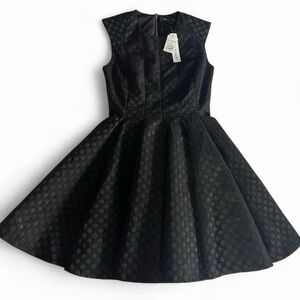 NWT A-line black dress with a printed polka dot pattern